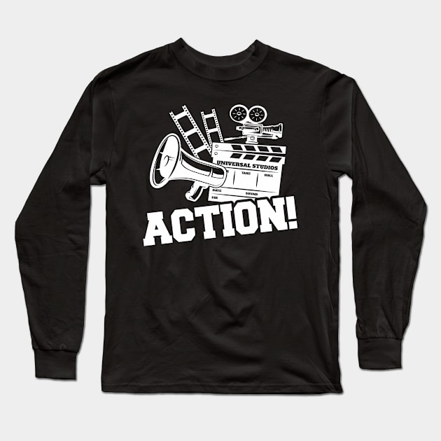 Action Clapperboard Filmmaker Long Sleeve T-Shirt by Foxxy Merch